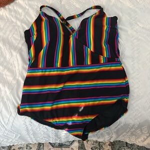 Rainbow one piece bathing suit